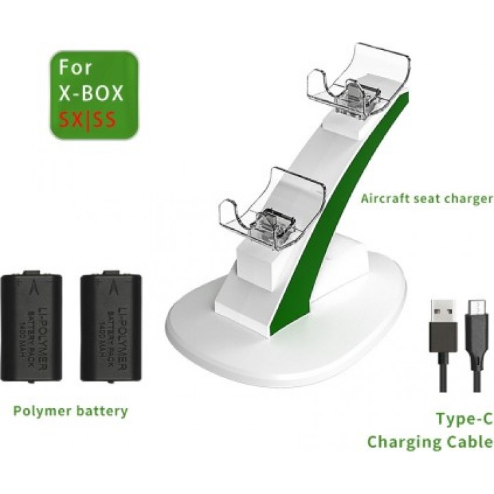 Xbox Series X/S Charging Station Dual Controller + Battery pack White